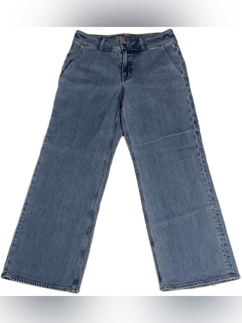 J. Crew Straight-Leg Women's Denim Jeans Faded Blue Wash Two Buttoned Size 29T